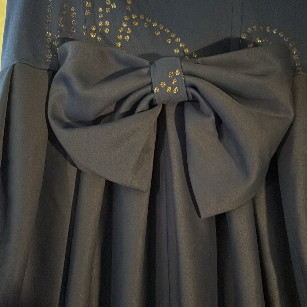 Elegant vintage 80’s Blue Strapless Dress with Bow - Picture 3 of 5